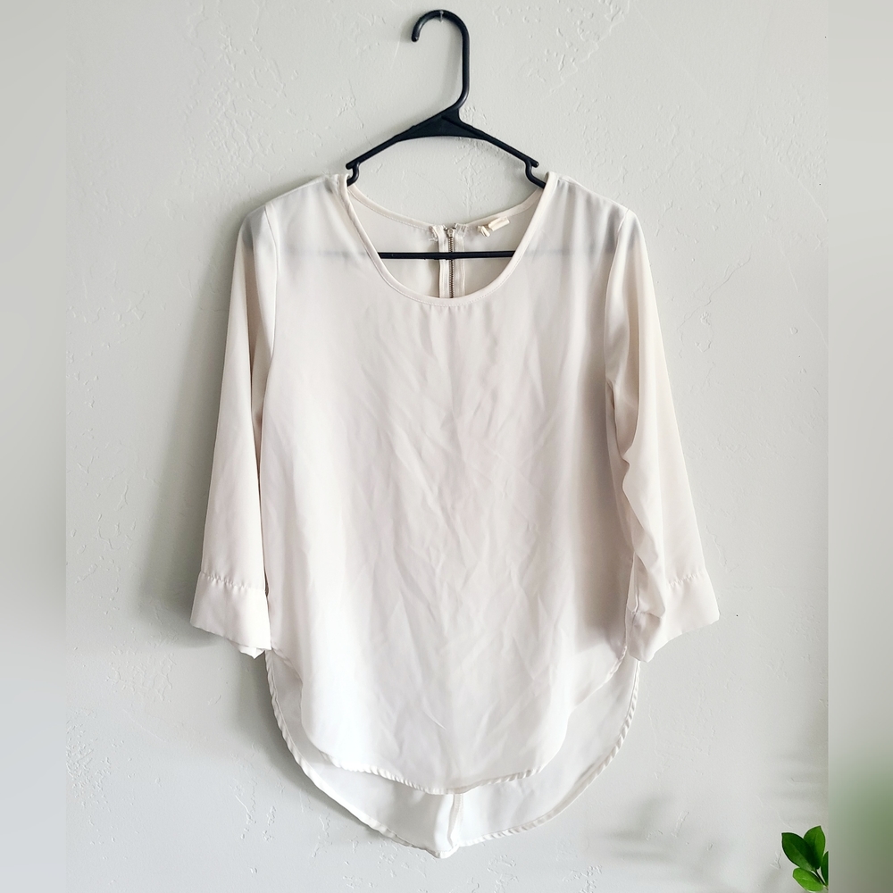 Cream Japna blouse, dovetail blouse, long back shirt with zipper